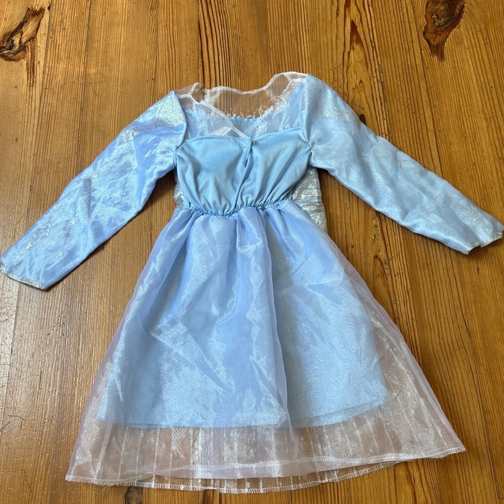 Disney Elsa Frozen Costume Girls Blue Light Up Sleeve Sparkle Dress SIZE 4-6X - Picture 5 of 6